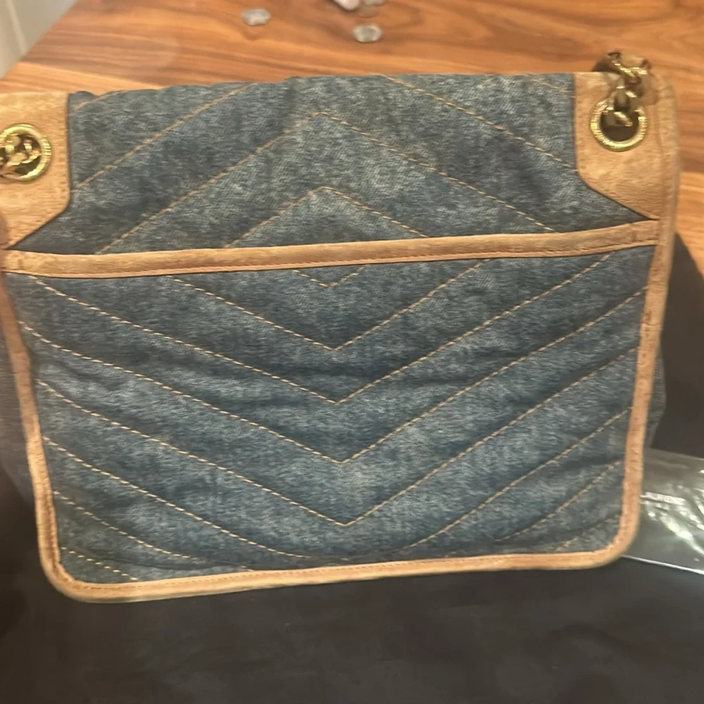 Saint Laurent Medium Monogram Matelasse Denim Niki Bag - Picture 16 of 16